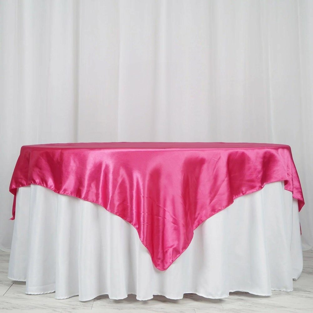 Fuchsia Seamless Satin Square Tablecloth Overlay 72″ x 72″  |   Satin & Taffeta Satin & Taffeta Fuchsia