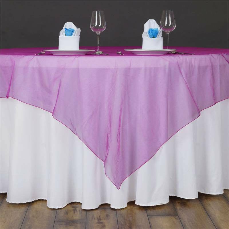 Fuchsia Sheer Organza Square Table Overlay 60″x60″  |   Sheer Organza Sheer Organza Fuchsia