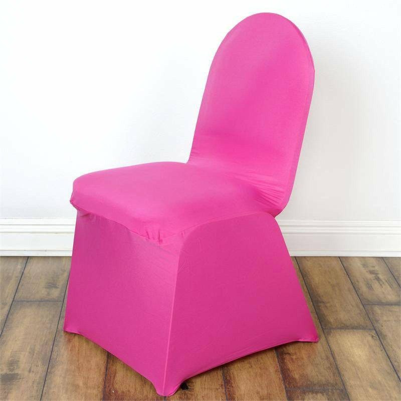 Fuchsia Spandex Stretch Fitted Banquet Slip On Chair Cover 160 GSM  |   Spandex Fitted Banquet Chair Covers Fuchsia