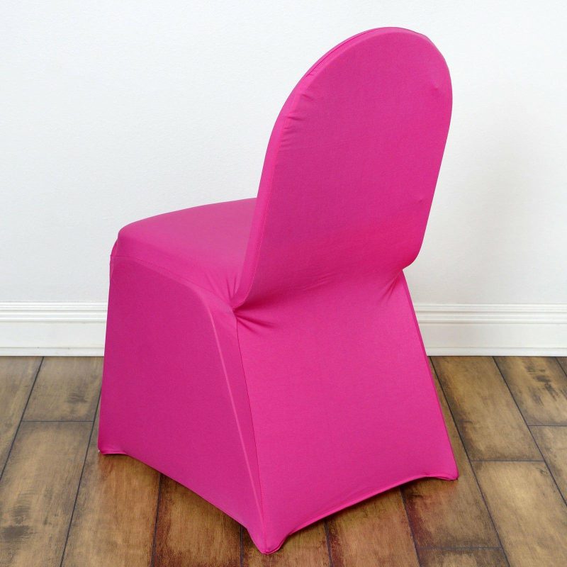 Fuchsia Spandex Stretch Fitted Banquet Slip On Chair Cover 160 GSM  |   Spandex Fitted Banquet Chair Covers Fuchsia