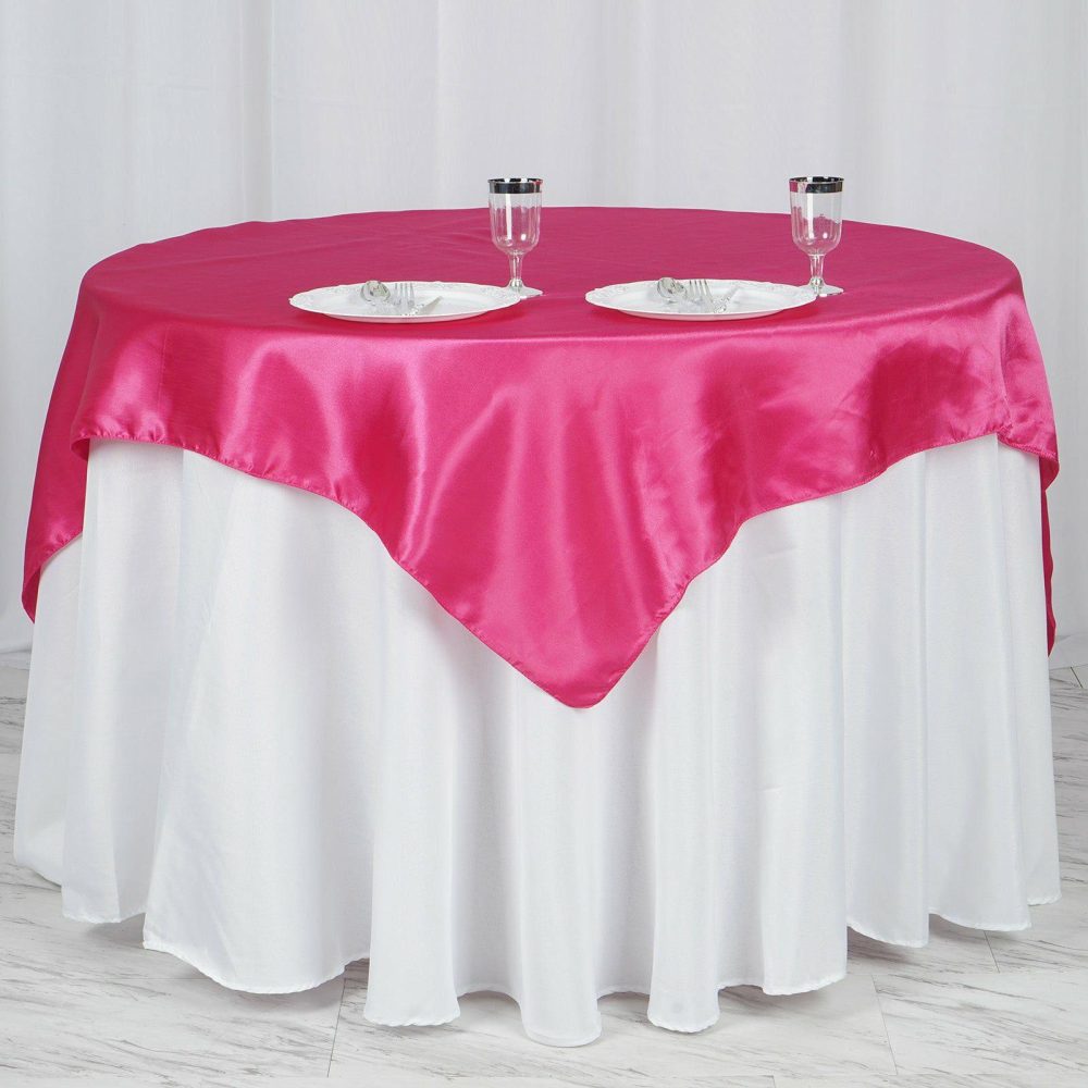 Fuchsia Square Smooth Satin Table Overlay 60″x60″  |   Satin & Taffeta Satin & Taffeta Fuchsia