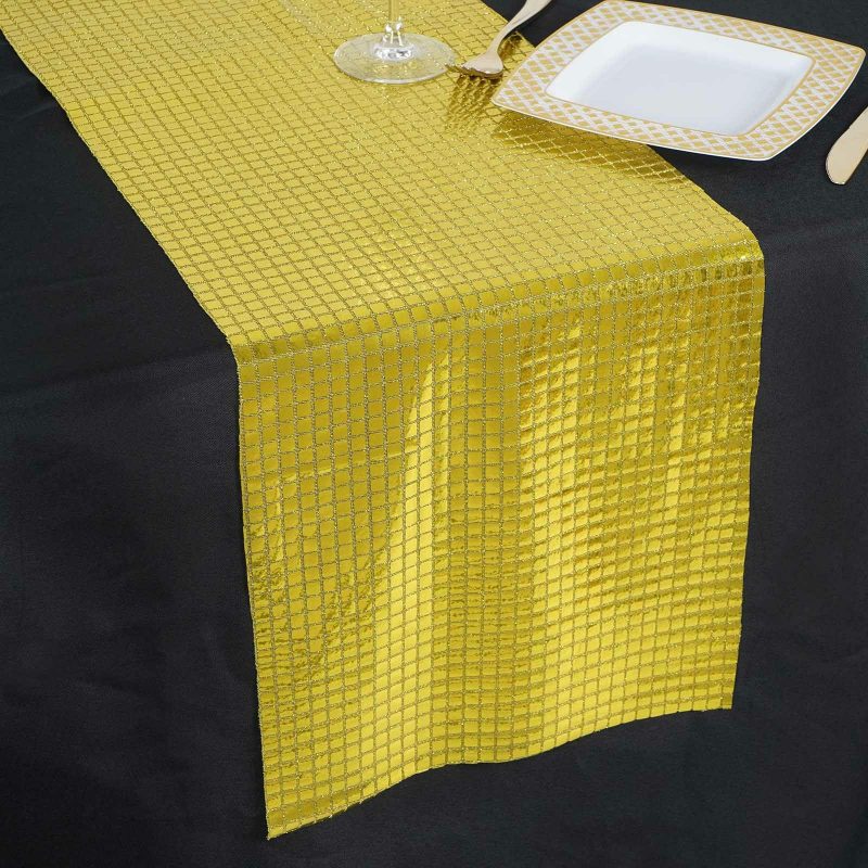 Gold Dashing Mirror Foil Table Runner 12″x108″  |   Stylish Stylish Gold