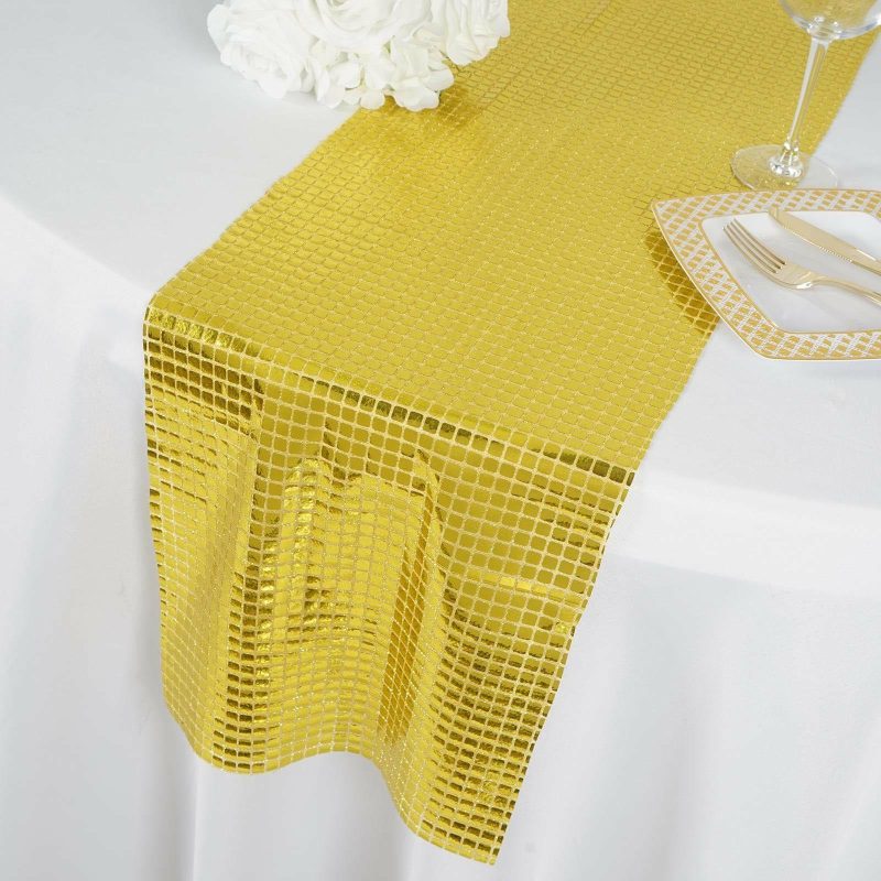 Gold Dashing Mirror Foil Table Runner 12″x108″  |   Stylish Stylish Gold