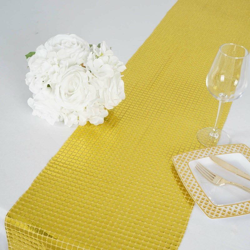 Gold Dashing Mirror Foil Table Runner 12″x108″  |   Stylish Stylish Gold