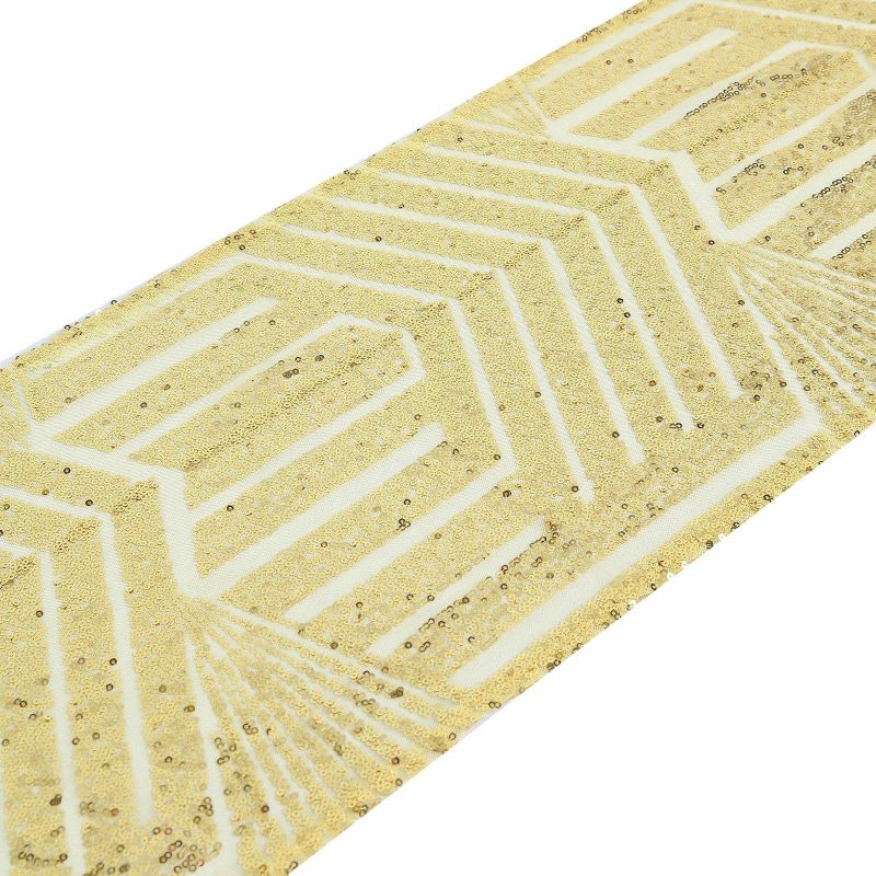 Gold Diamond Glitz Sequin Table Runner 12″x108″  |   Sequin Sequin Gold