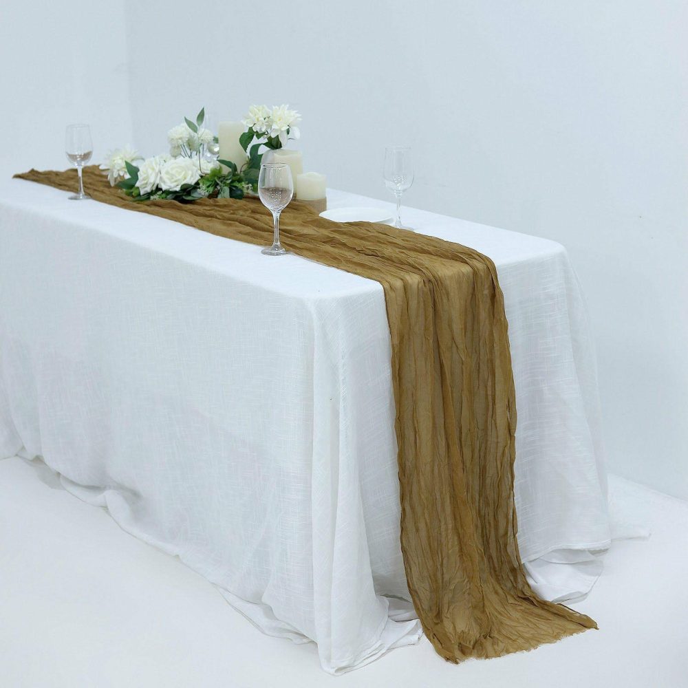 Gold Gauze Cheesecloth Boho Table Runner 10ft  |   Gauze Cheesecloth Gauze Cheesecloth Gauze Cheesecloth