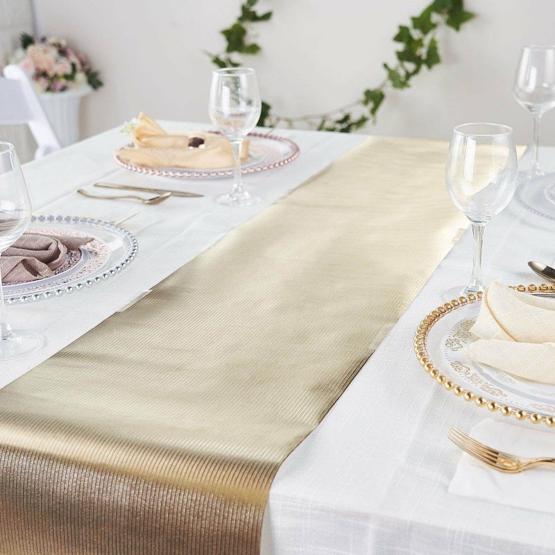 Gold Glamorous Column Print Table Runner, Disposable Paper Table Runner 9ft  |   Stylish Stylish Gold