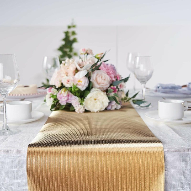 Gold Glamorous Column Print Table Runner, Disposable Paper Table Runner 9ft  |   Stylish Stylish Gold