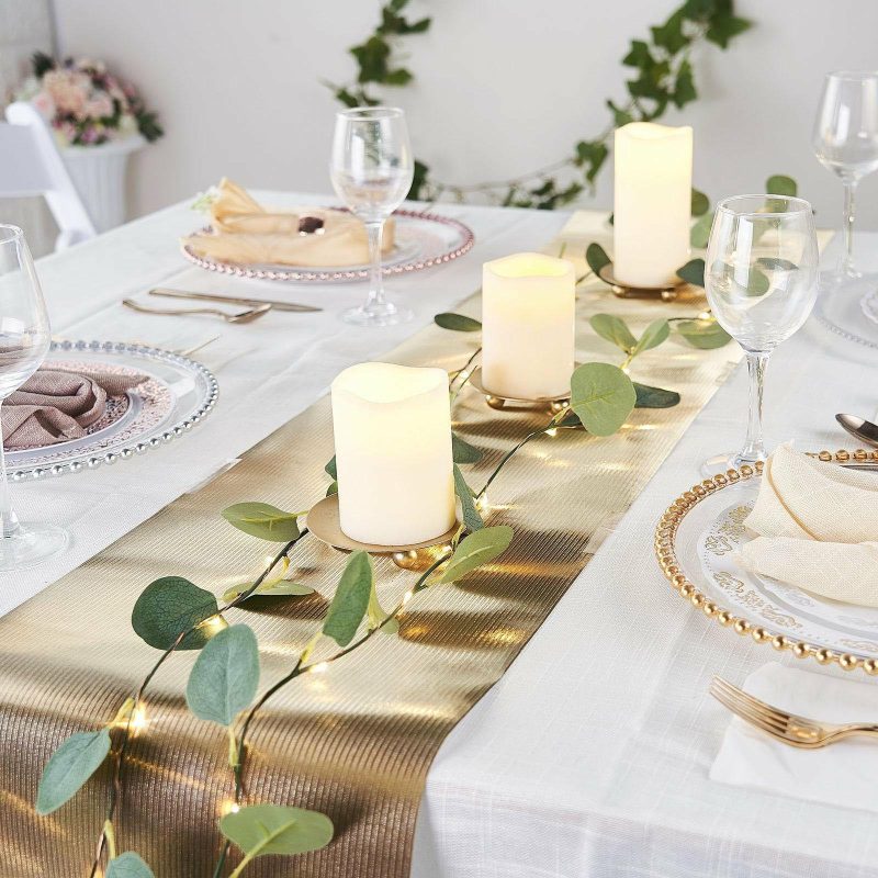 Gold Glamorous Column Print Table Runner, Disposable Paper Table Runner 9ft  |   Stylish Stylish Gold