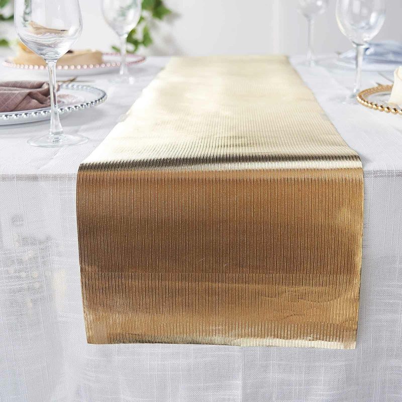 Gold Glamorous Column Print Table Runner, Disposable Paper Table Runner 9ft  |   Stylish Stylish Gold