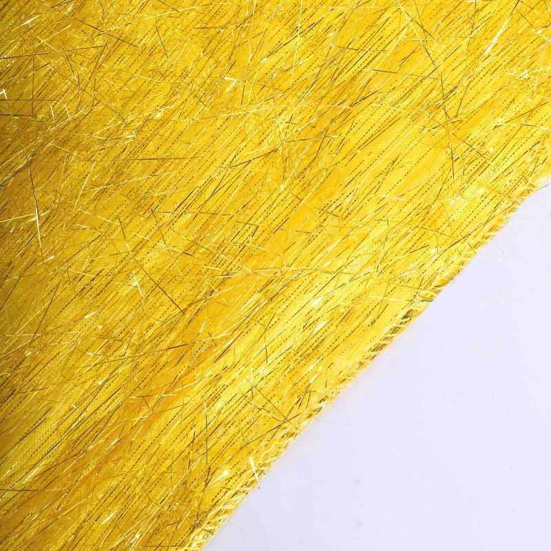 Gold Metallic Fringe Shag Tinsel Table Runner, Shimmery Polyester Table Runner 12″x108″  |   Stylish Stylish Gold