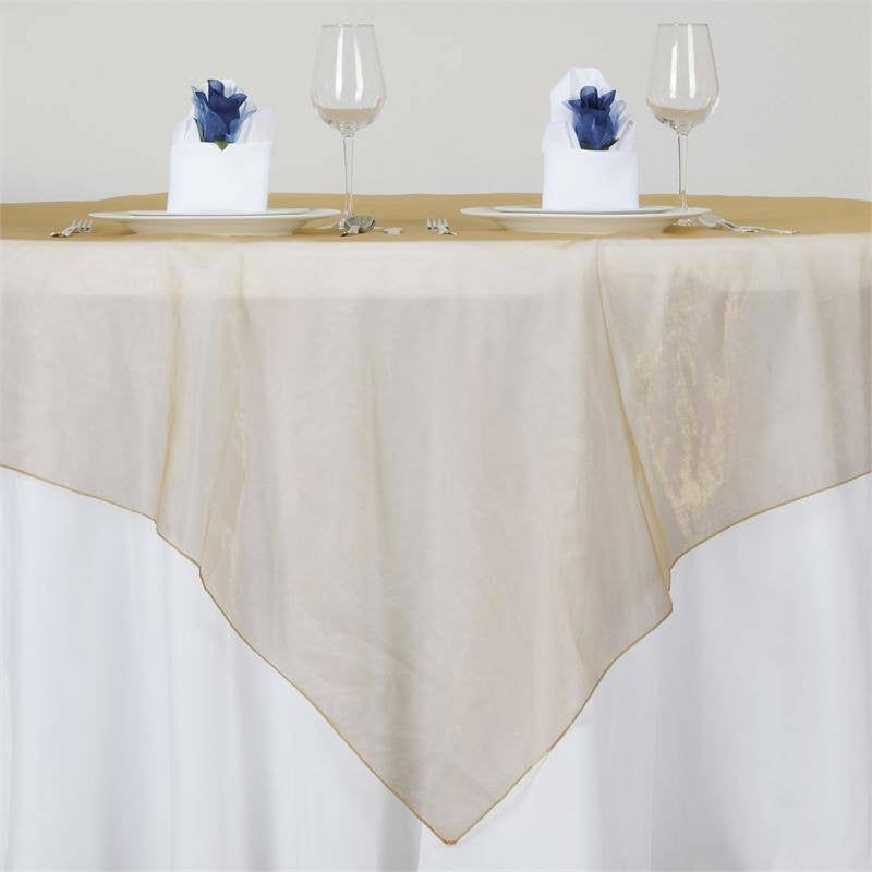 Gold Organza Square Table Overlay 72″x72″  |   Sheer Organza Sheer Organza Gold