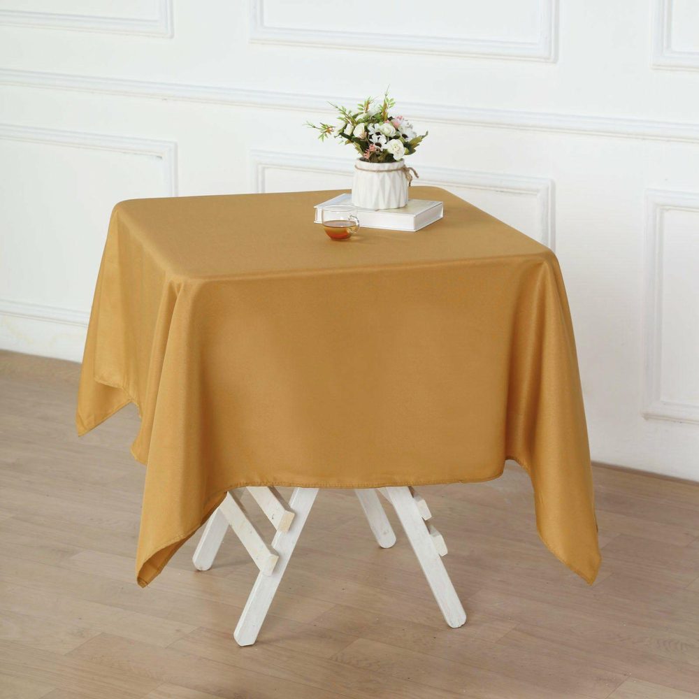 Gold Polyester Square Tablecloth 54″x54″  |   Polyester Polyester Gold