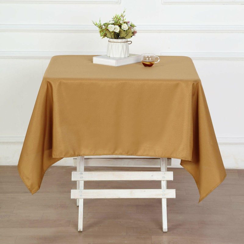 Gold Polyester Square Tablecloth 54″x54″  |   Polyester Polyester Gold