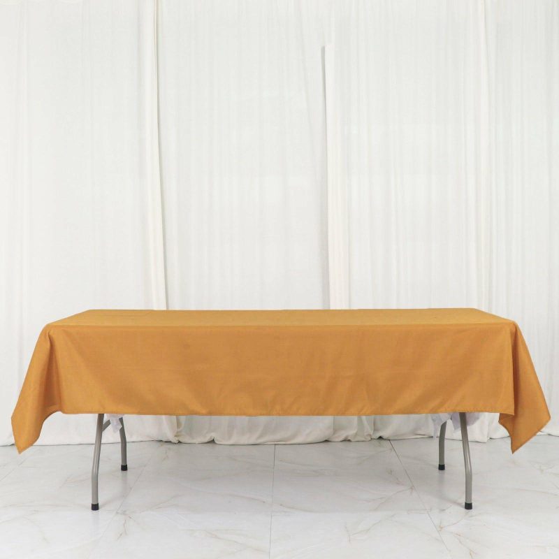 Gold Seamless Polyester Linen Rectangle Tablecloth 54″x96″  |   Polyester Polyester Gold