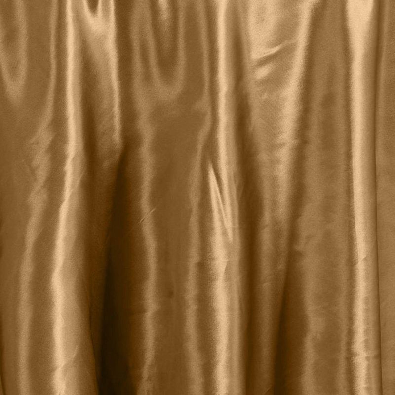 Gold Seamless Satin Round Tablecloth 108″  |   Satin Satin Gold