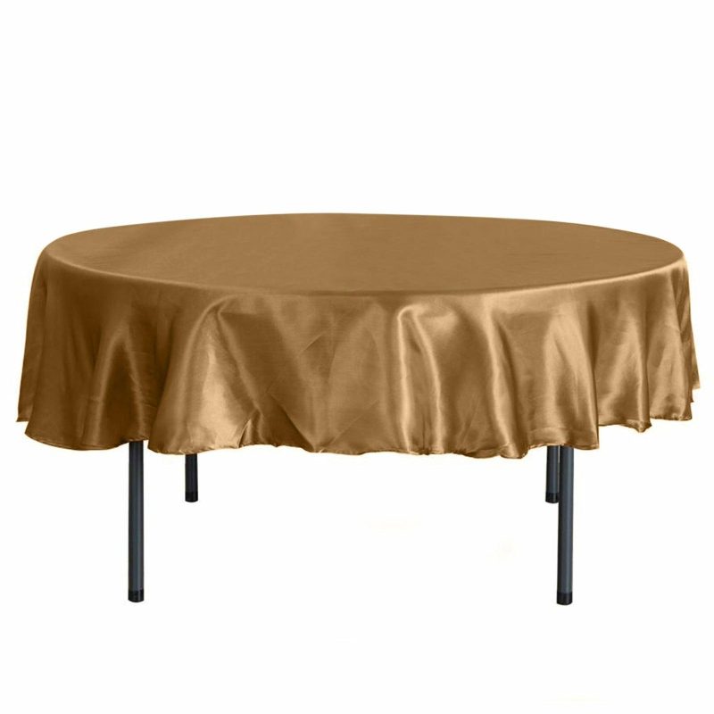 Gold Seamless Satin Round Tablecloth 90″  |   Satin Satin Gold