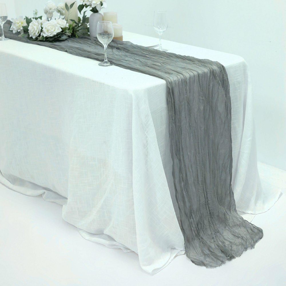 Gray Gauze Cheesecloth Boho Table Runner 10ft  |   Gauze Cheesecloth Gauze Cheesecloth Gauze Cheesecloth