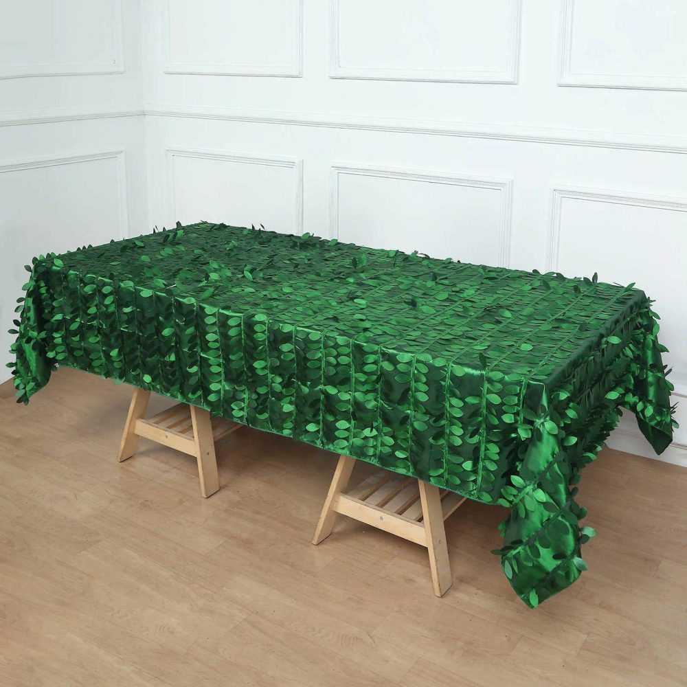 Green Leaf Petal Taffeta Seamless Rectangle Tablecloth 60″x102″  |   Pintuck, Crinkle & Leaf Pintuck, Crinkle & Leaf Pintuck, Crinkle & Leaf