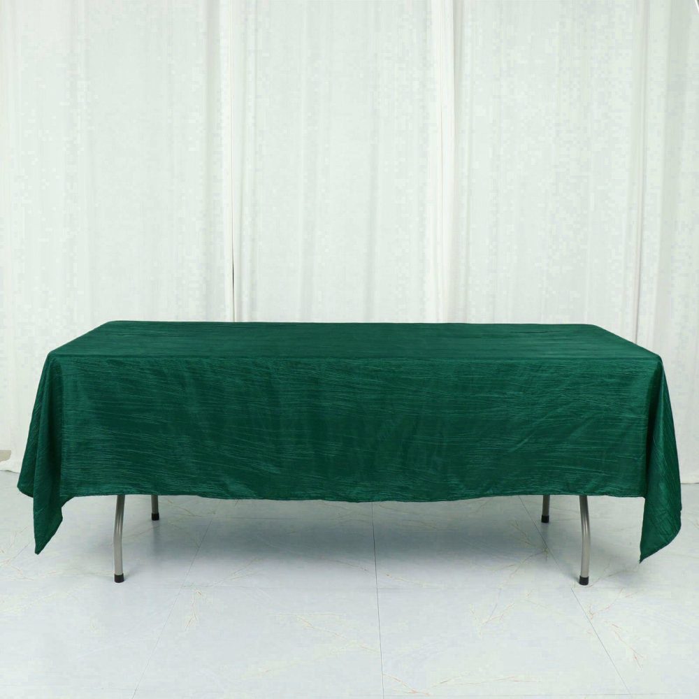 Hunter Emerald Green Accordion Crinkle Taffeta Seamless Rectangle Tablecloth 60″x102″  |   Pintuck, Crinkle & Leaf Pintuck, Crinkle & Leaf Hunter Emerald Green