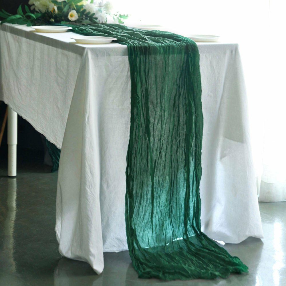 Hunter Emerald Green Gauze Cheesecloth Boho Table Runner 10ft  |   Gauze Cheesecloth Gauze Cheesecloth Gauze Cheesecloth