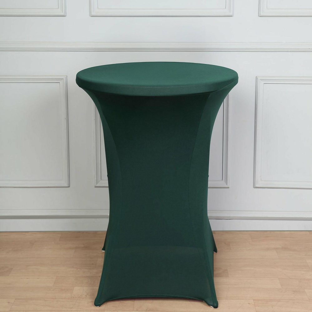 Hunter Emerald Green Highboy Spandex Cocktail Table Cover, Fitted Stretch Tablecloth for 24″-32″ Dia High Top Tables  |   Spandex & Fitted Spandex & Fitted Hunter Emerald Green