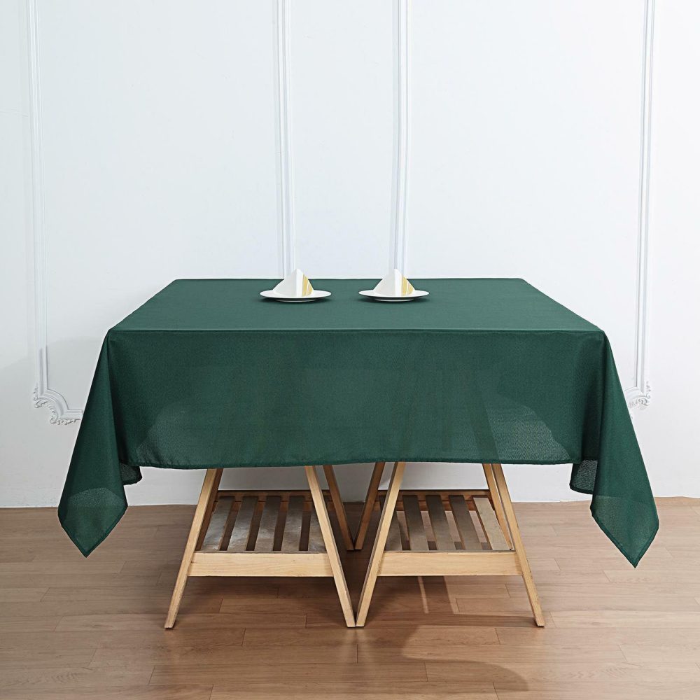 Hunter Emerald Green Polyester Square Tablecloth 70″x70″  |   Polyester Polyester Hunter Emerald Green