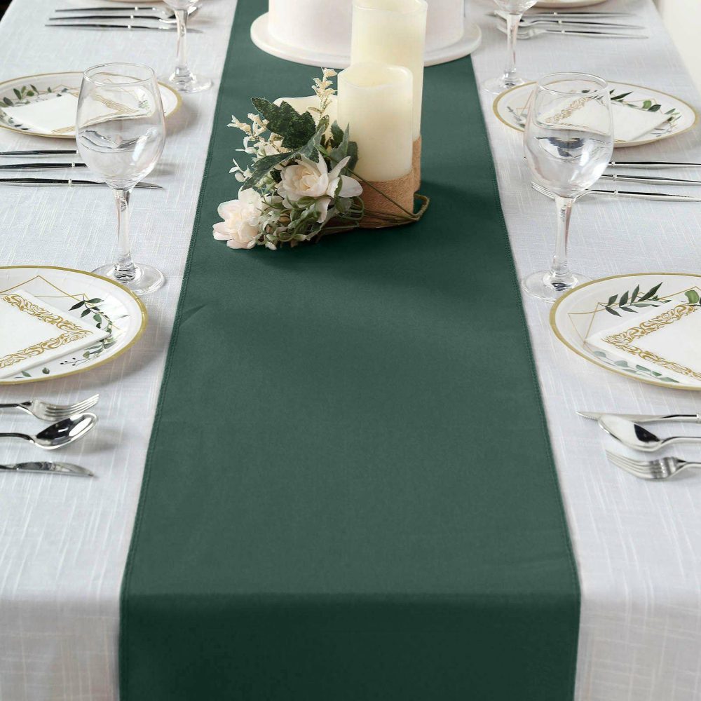 Hunter Emerald Green Polyester Table Runner 12″x108″  |   Polyester Polyester Hunter Emerald Green