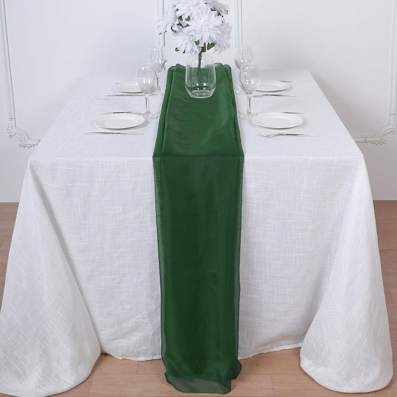 Hunter Emerald Green Premium Chiffon Table Runner 6ft  |   Organza & Chiffon Organza & Chiffon Hunter Emerald Green