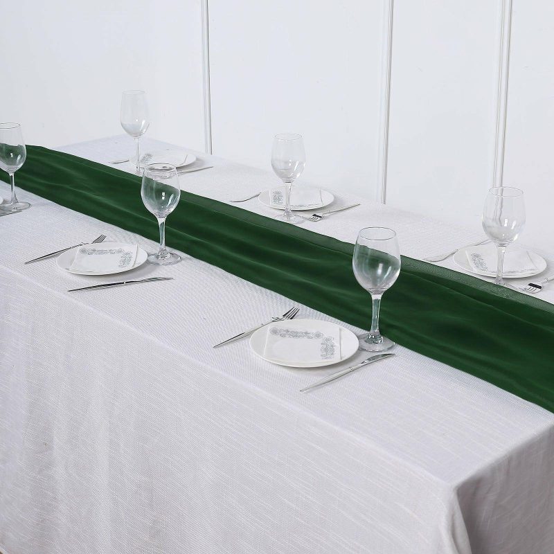 Hunter Emerald Green Premium Chiffon Table Runner 6ft  |   Organza & Chiffon Organza & Chiffon Hunter Emerald Green