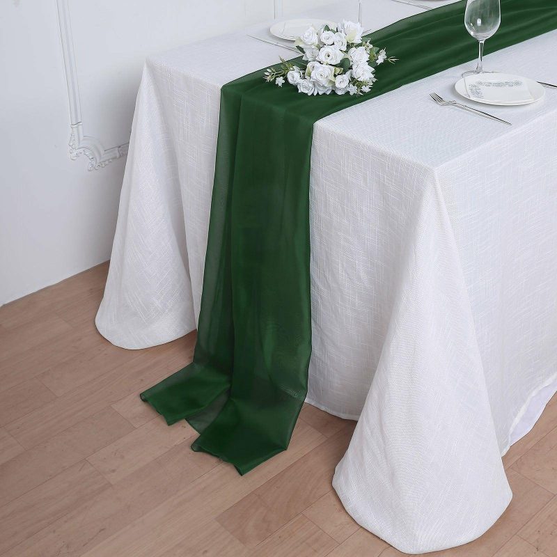 Hunter Emerald Green Premium Chiffon Table Runner 6ft  |   Organza & Chiffon Organza & Chiffon Hunter Emerald Green