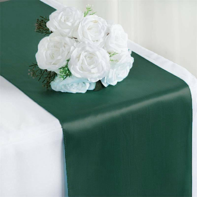 Hunter Emerald Green Satin Table Runner 12″x108″  |   Satin & Taffeta Satin & Taffeta Hunter Emerald Green