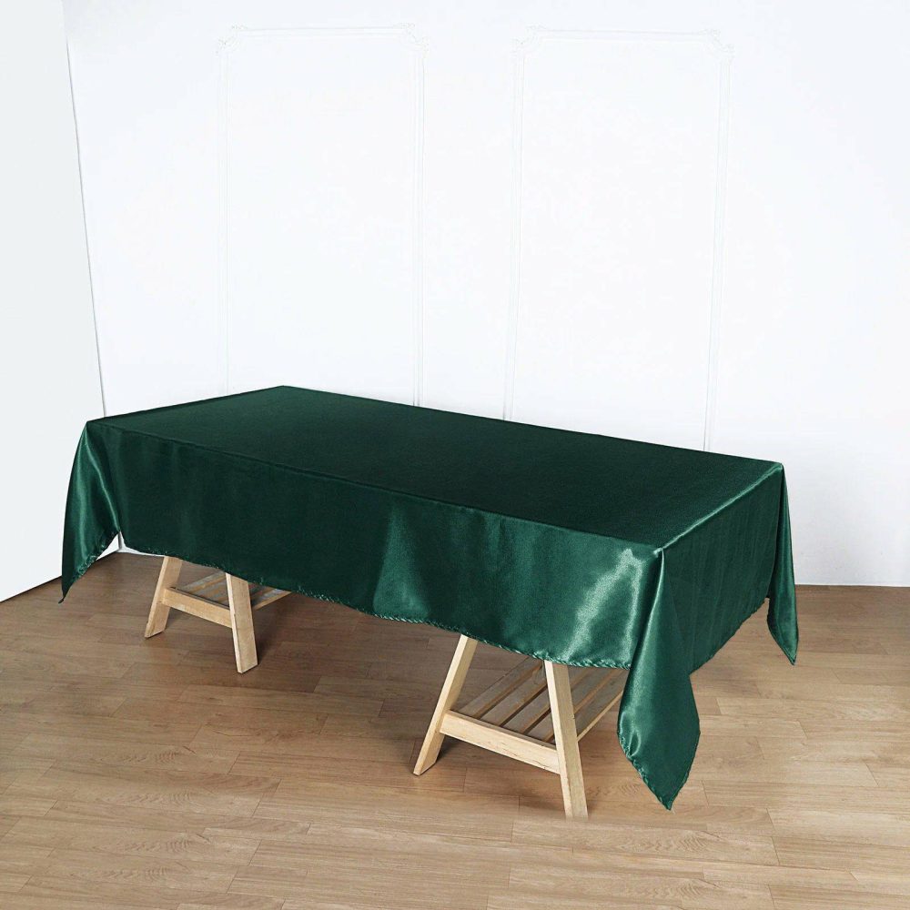 Hunter Emerald Green Seamless Smooth Satin Rectangular Tablecloth 60″x102″  |   Satin Satin Hunter Emerald Green