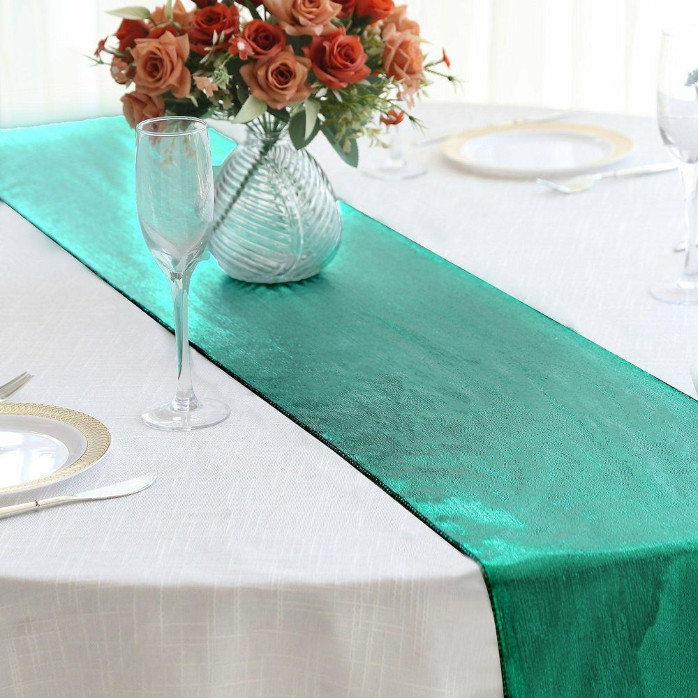 Hunter Emerald Green Shimmer Sequin Dots Polyester Table Runner, Wrinkle Free Sparkle Glitter Table Runner 12″x108″  |   Stylish Stylish Hunter Emerald Green