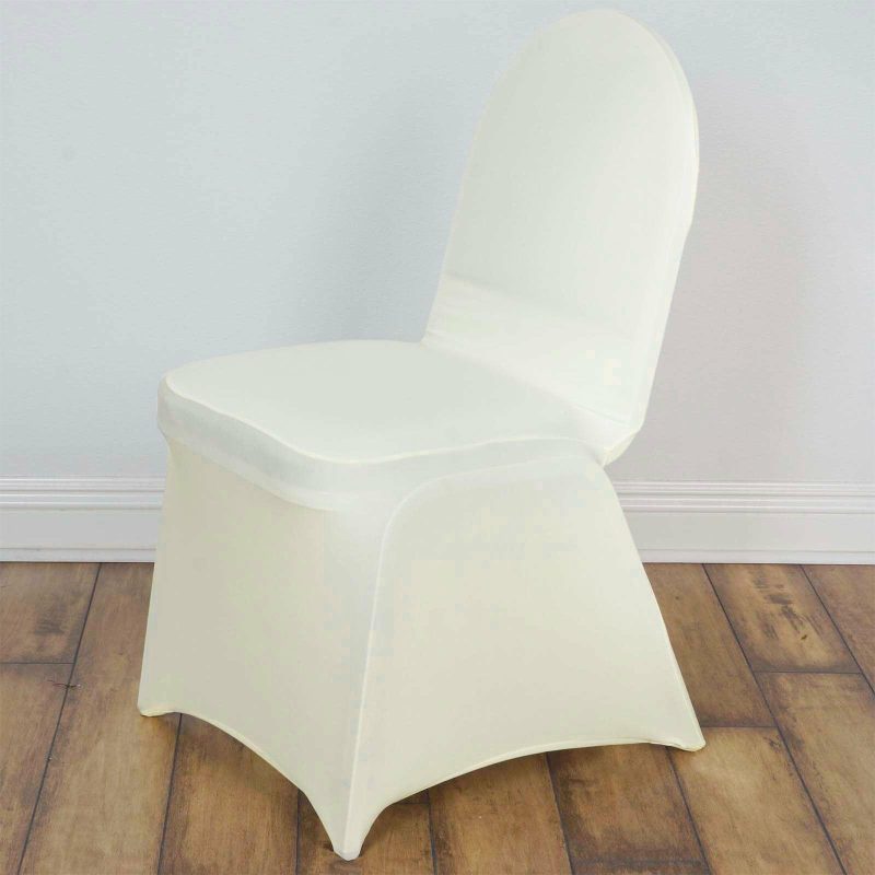 Ivory Madrid Spandex Fitted Banquet Chair Cover 180 GSM  |   Spandex Fitted Banquet Chair Covers Ivory