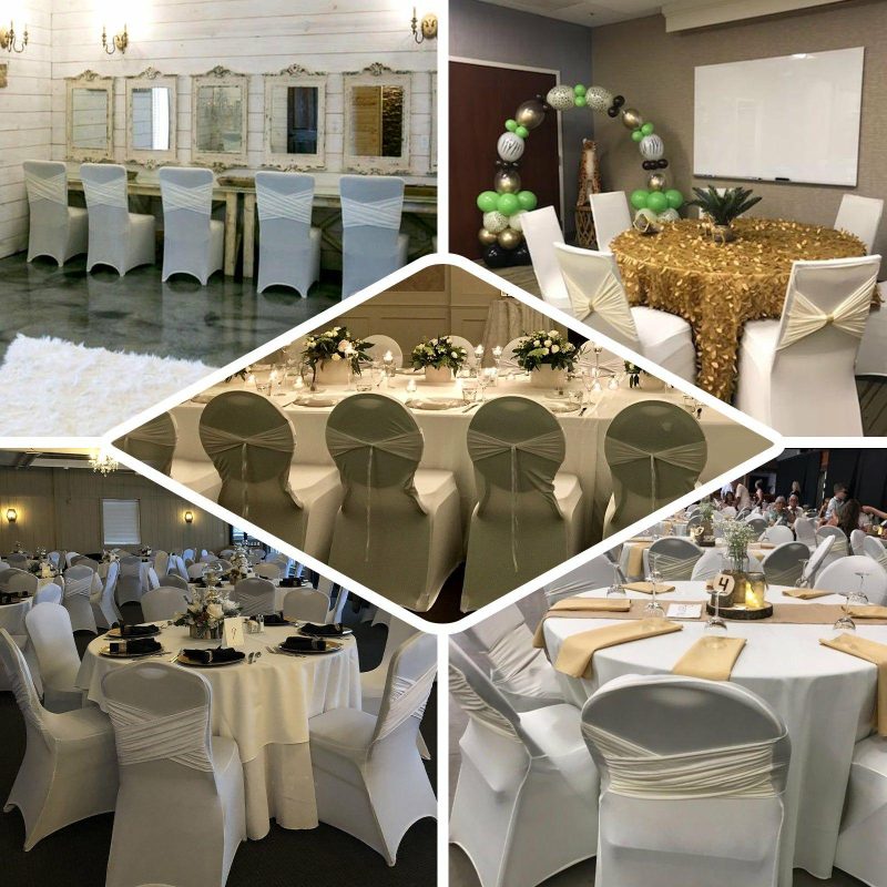 Ivory Madrid Spandex Fitted Banquet Chair Cover 180 GSM  |   Spandex Fitted Banquet Chair Covers Ivory