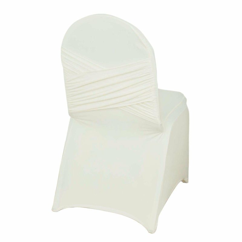 Ivory Madrid Spandex Fitted Banquet Chair Cover 180 GSM  |   Spandex Fitted Banquet Chair Covers Ivory