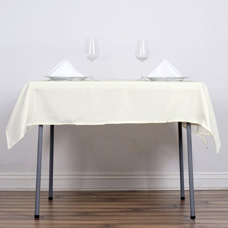 Ivory Polyester Square Tablecloth 54″x54″  |   Polyester Polyester Ivory