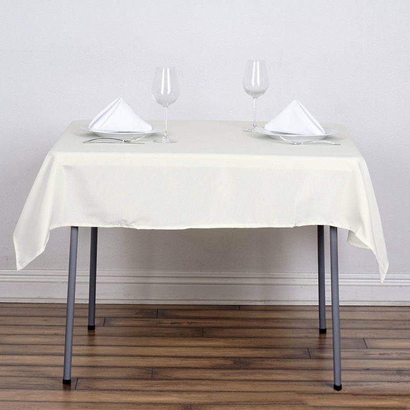 Ivory Polyester Square Tablecloth 54″x54″  |   Polyester Polyester Ivory