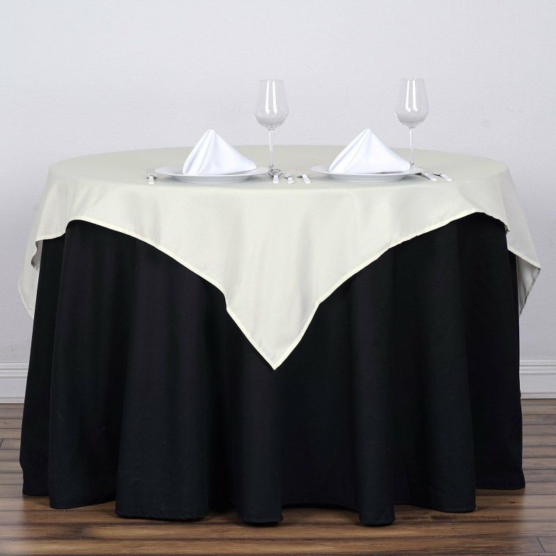 Ivory Polyester Square Tablecloth 54″x54″  |   Polyester Polyester Ivory