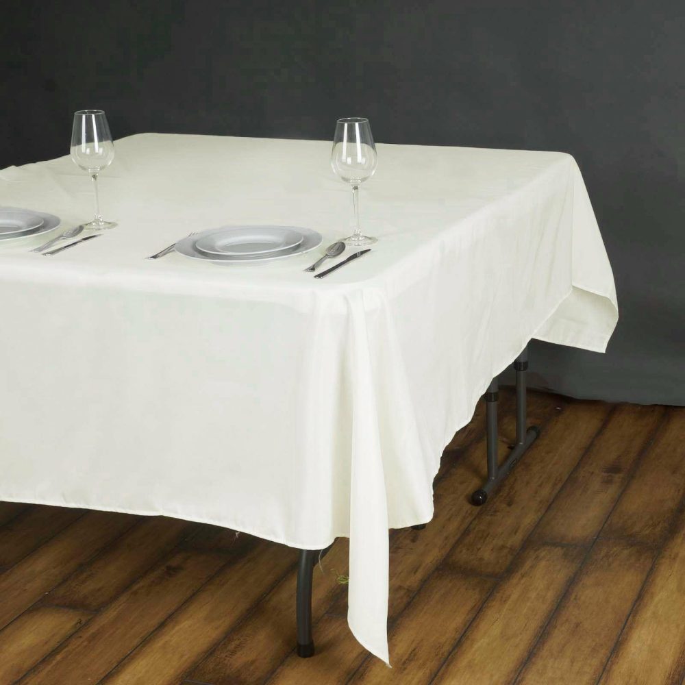 Ivory Polyester Square Tablecloth 70″x70″  |   Polyester Polyester Ivory