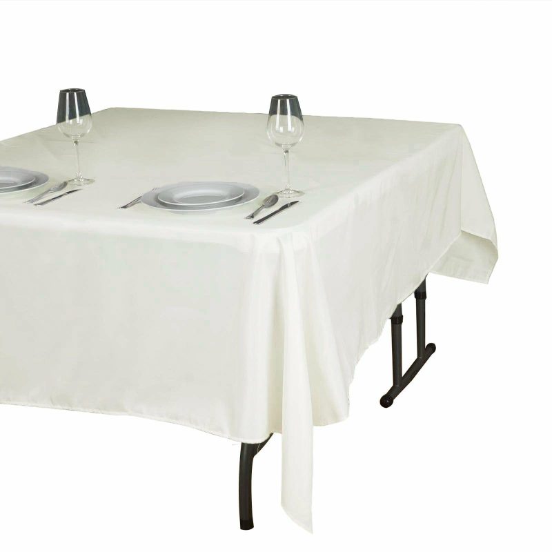 Ivory Polyester Square Tablecloth 70″x70″  |   Polyester Polyester Ivory