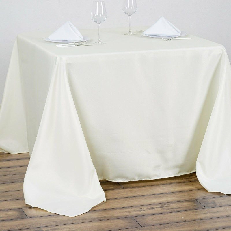 Ivory Polyester Square Tablecloth 90″x90″  |   Polyester Polyester Ivory