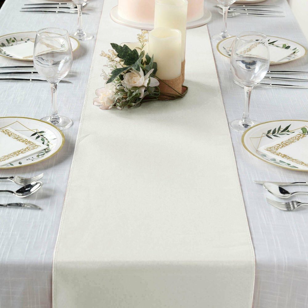 Ivory Polyester Table Runner 12″x108″  |   Polyester Polyester Ivory