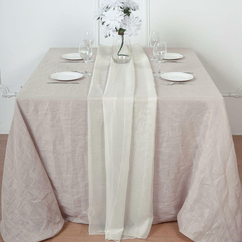 Ivory Premium Chiffon Table Runner 6ft  |   Organza & Chiffon Organza & Chiffon Ivory