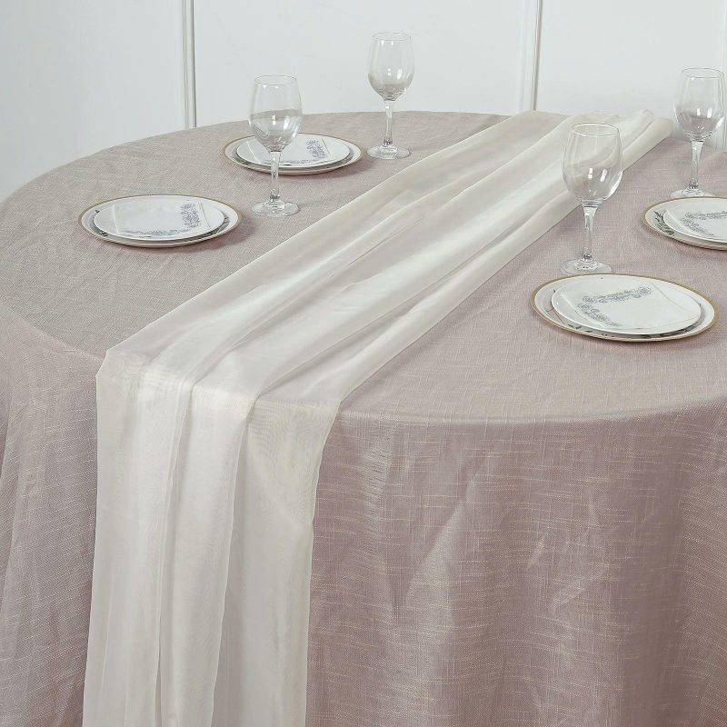 Ivory Premium Chiffon Table Runner 6ft  |   Organza & Chiffon Organza & Chiffon Ivory