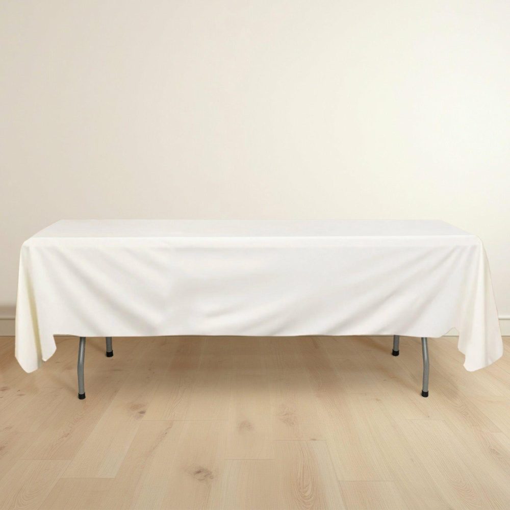 Ivory Premium Scuba Rectangular Tablecloth, Wrinkle Free Polyester Seamless Tablecloth 60″x102″  |   Polyester Polyester Ivory