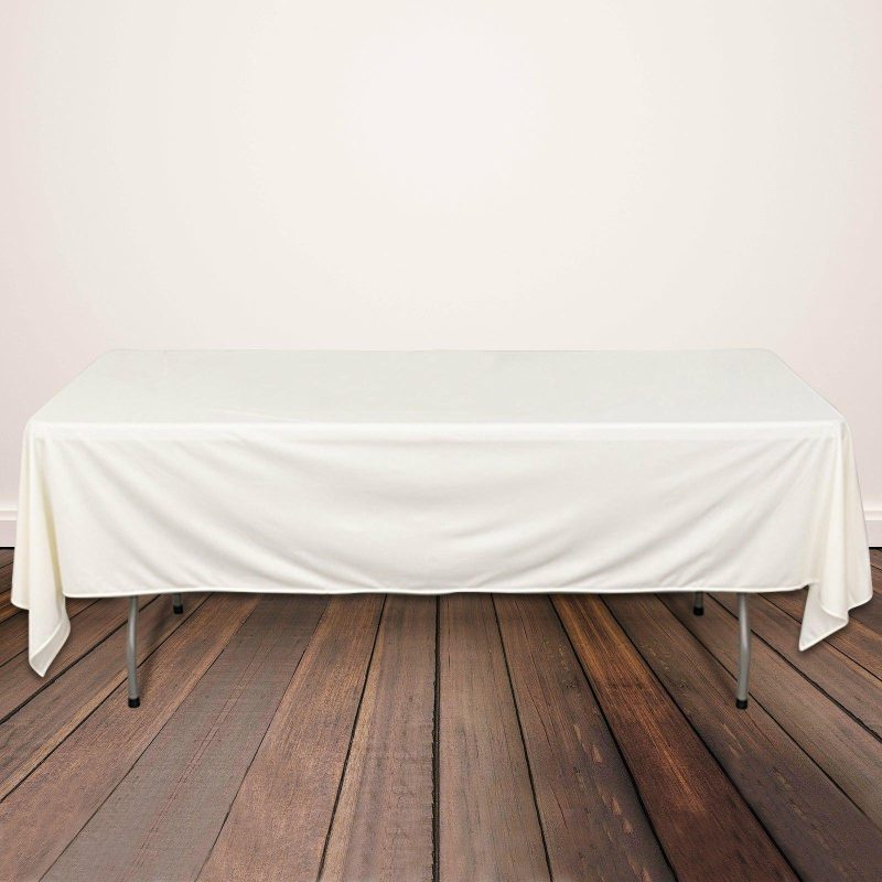 Ivory Premium Scuba Rectangular Tablecloth, Wrinkle Free Polyester Seamless Tablecloth 60″x102″  |   Polyester Polyester Ivory