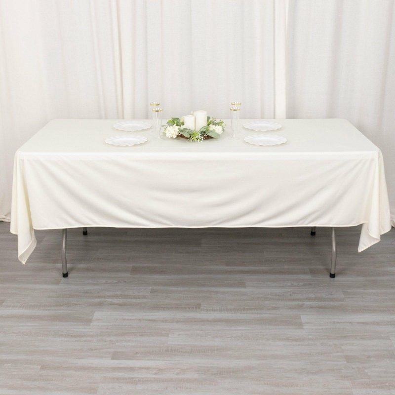 Ivory Premium Scuba Rectangular Tablecloth, Wrinkle Free Polyester Seamless Tablecloth 60″x102″  |   Polyester Polyester Ivory