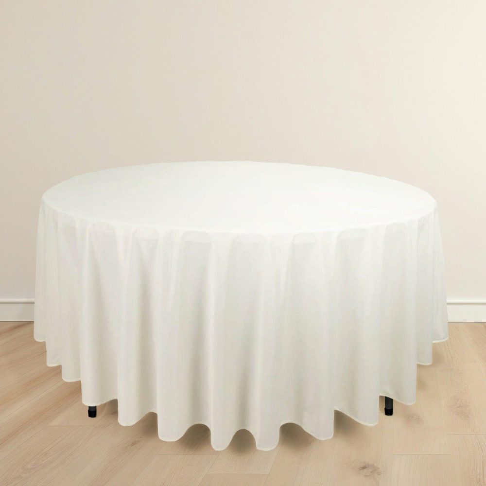 Ivory Premium Scuba Round Tablecloth, Wrinkle Free Polyester Seamless Tablecloth 108″  |   Polyester Polyester Ivory